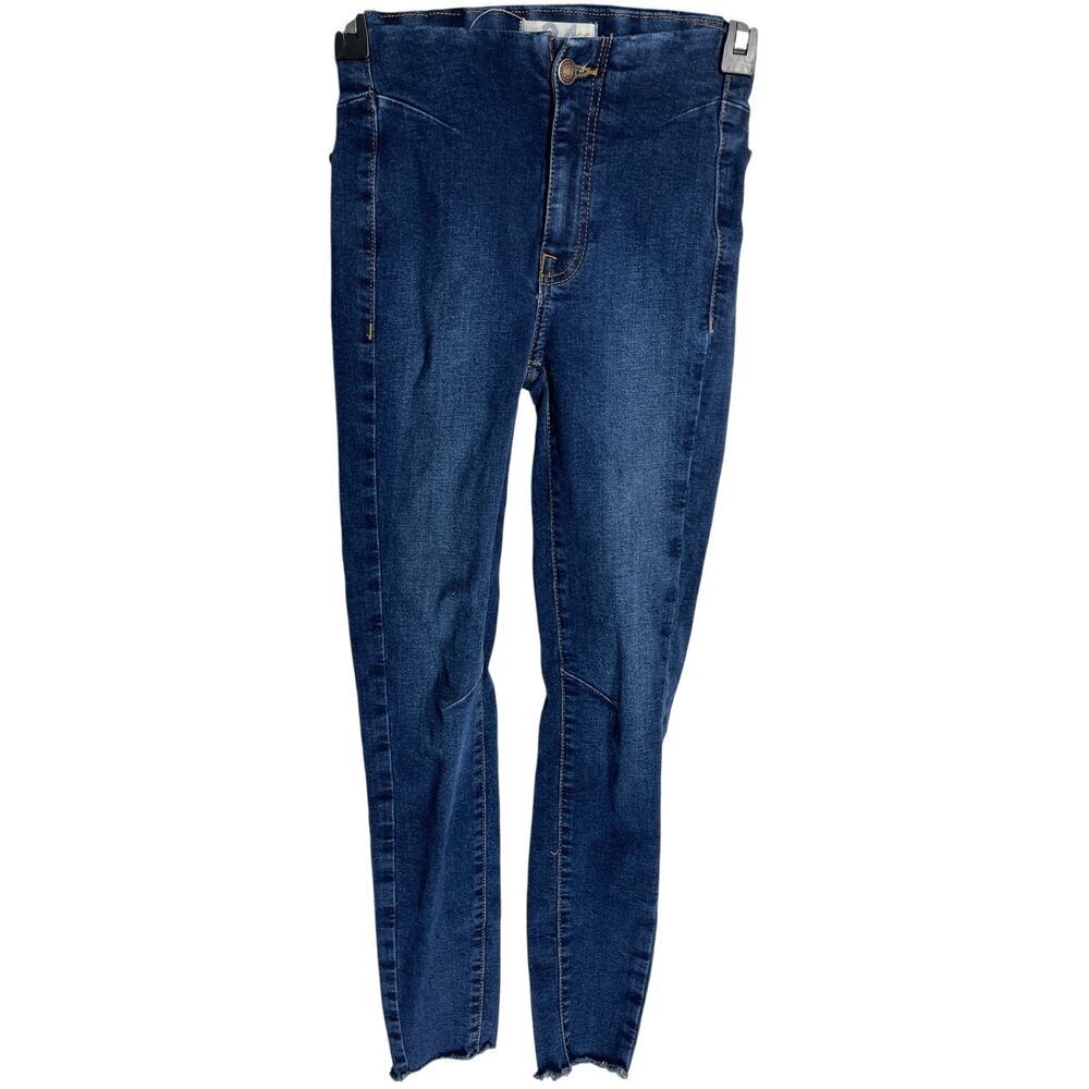 We The Free Free People Skinny Jeans Size 24 Blue Denim High Rise Raw Hem Casual